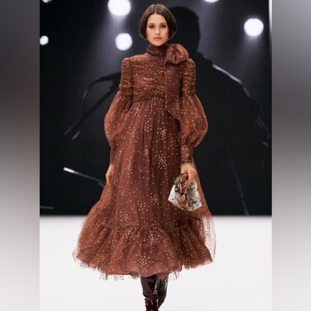 ZIMMERMANN TEMPO RUCHED GLITTER GOWN